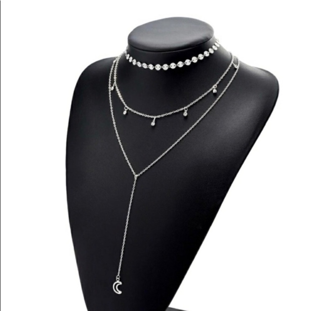 EYEPOPSUPPLY: Three layer moon pendant necklace - Picture 3 of 4